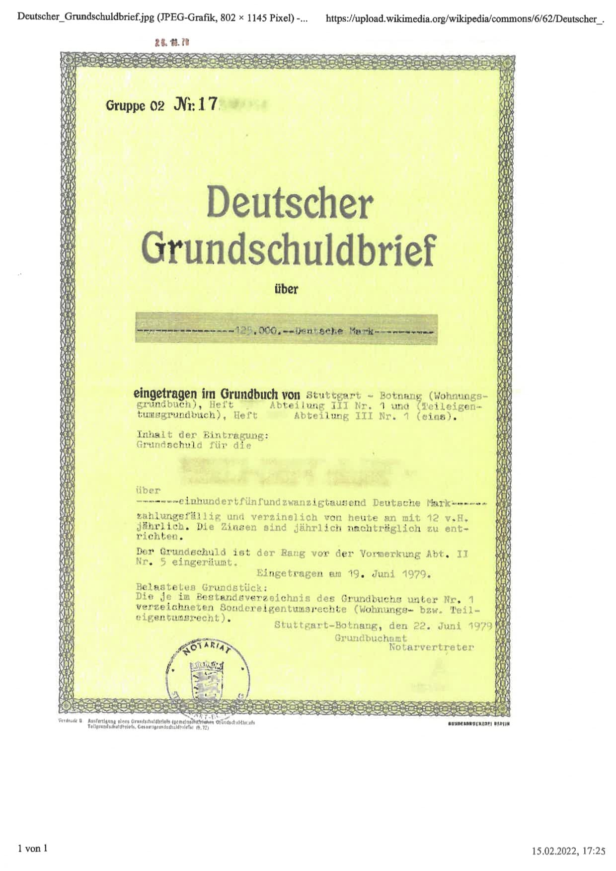 Beispiel Grundschuldbrief